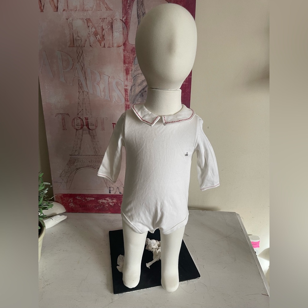 Talbots Kids White Onesie with Red Stitching